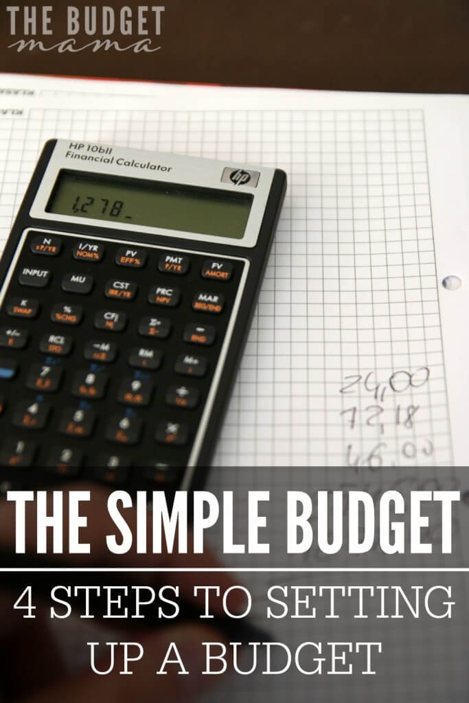 The simple budget is four simple steps that will help you set up a basic budget. This process works great especially if you have never set up a budget before.