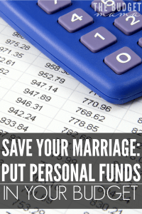 Putting personal funds in your budget can help to save your marriage when it comes to money fights. I love how Cat gives an account of how this works for her marriage and family!