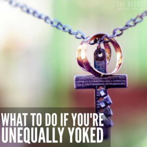 What to do if you are unequally yoked? When I married my husband, he was an atheist which was difficult for this devout Catholic girl. But I didn't give up and even though we're still not perfectly "yoked", we're stronger than ever by walking the walk. 