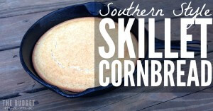 This Southern style skillet cornbread is the perfect compliment to BBQ, chili, and stews. It's super easy to make and uses no buttermilk.