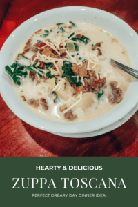Super delicious hearty homemade zuppa toscana! This is the perfect soup to serve on a dreary day and it sure to please those meat-loving folks in your family!