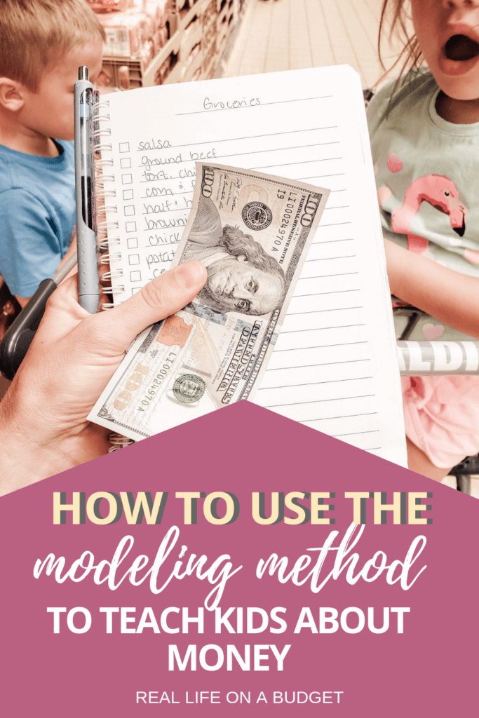 aching kids about money doesn't have to be hard. The Modeling Method makes teaching my kids about money super easy! If you're wondering how to teach kids about money this is the best way to get started!