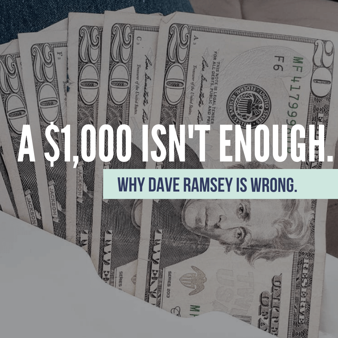 Dave Ramsey is wrong on having only a $1,000 Starter Emergency Fund. This is how to build a Starter Emergency Fund that will actually help protect your family.
