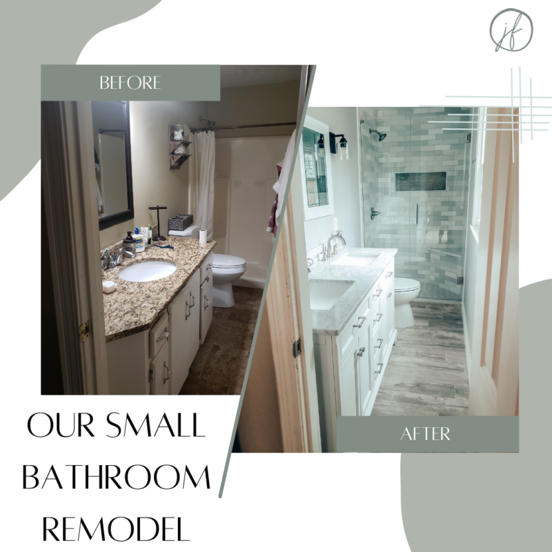 Our master bathroom is super small! And we didn't have a huge budget to remodel it but we made it happen! See our small bathroom remodel!