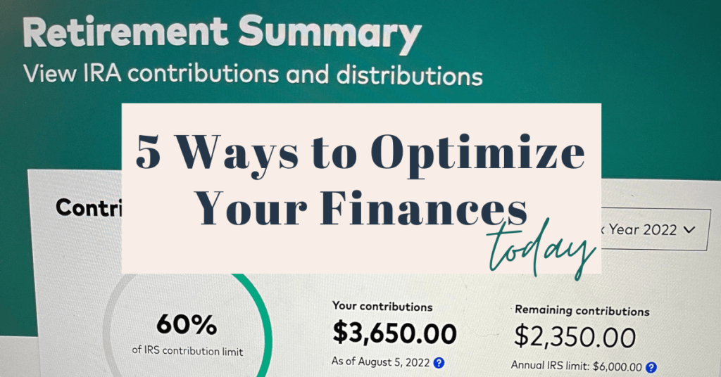 Money management doesn't have to be complicated. Let's optimize your finances today! Seriously, you can do these five things TODAY!
