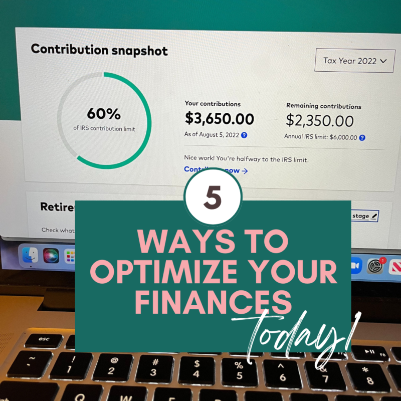 Money management doesn't have to be complicated. Let's optimize your finances today! Seriously, you can do these five things TODAY!