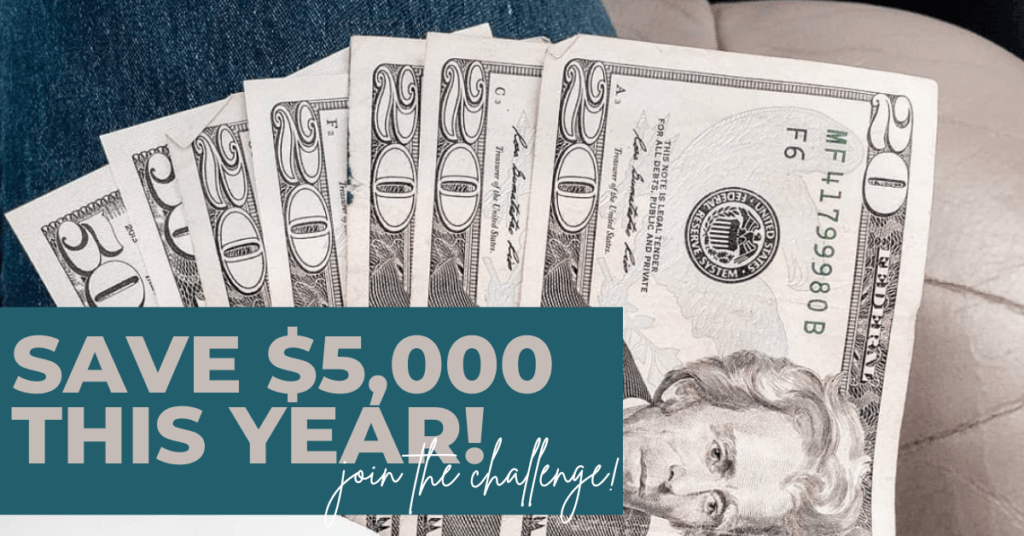 I know saving money can be hard but let's save $5,000 this year! Yes, it's totally possible! Join the challenge today!